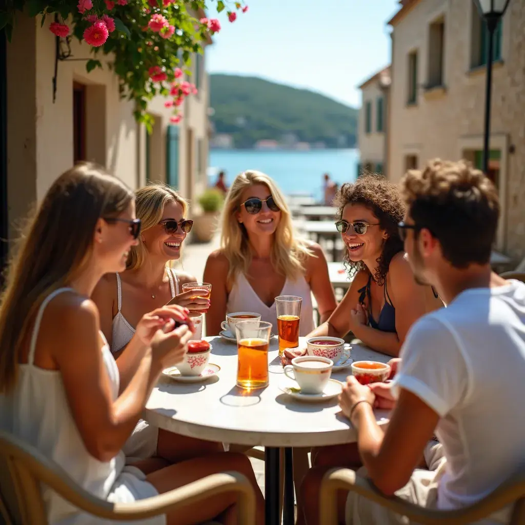 Sretna obitelj koja zajedno uživa u zdravom čaju